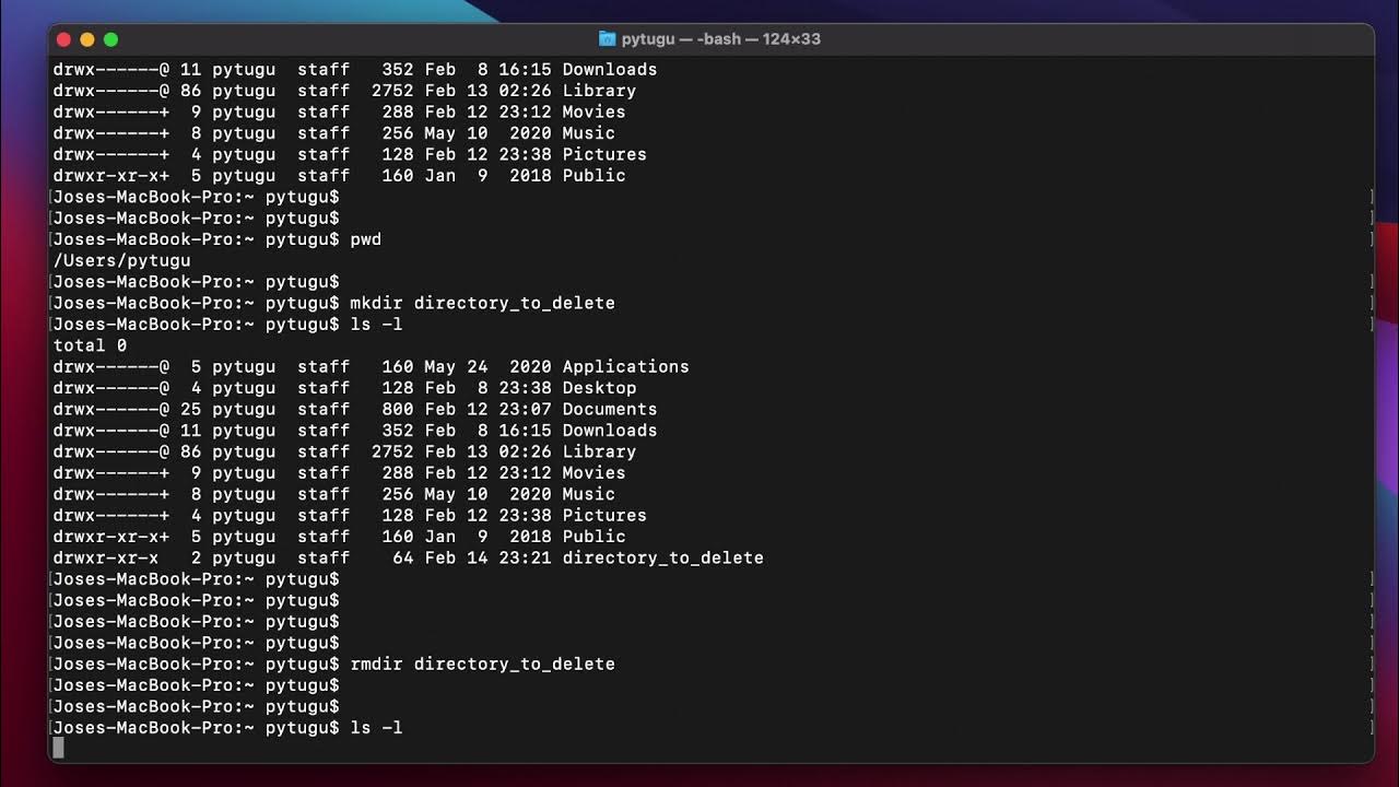Mac OS Terminal rmdir /rm YouTube