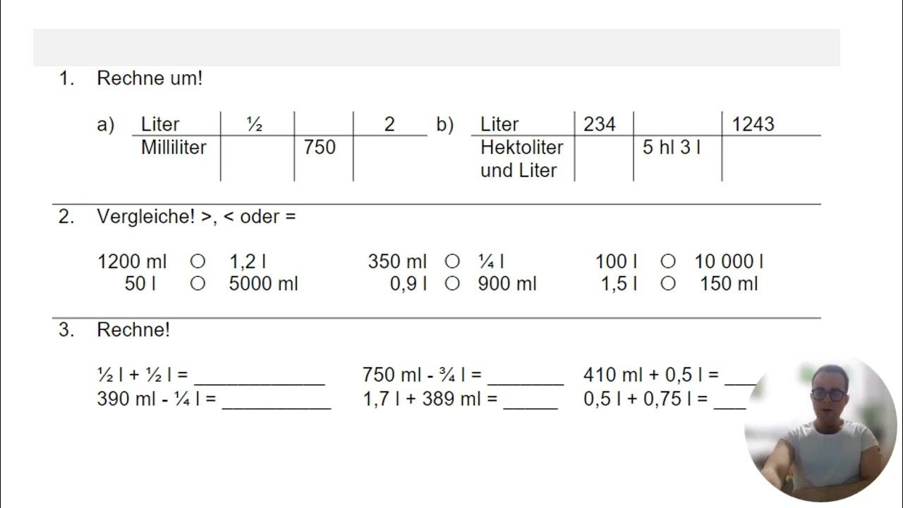 2) Volumen Liter in ml (berechnen) YouTube