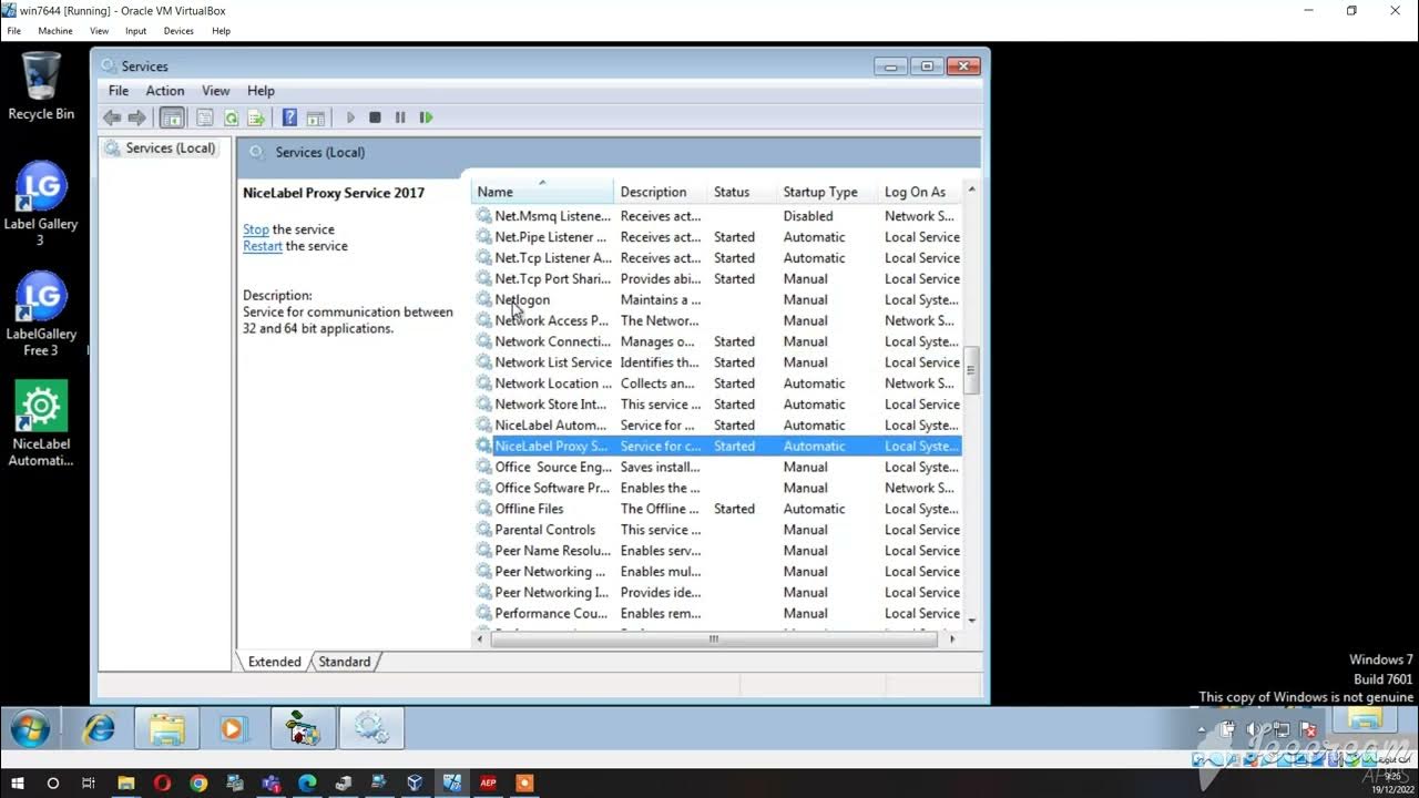 nicelabel2017 proxy server not running YouTube