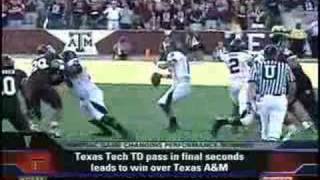 Graham harrell throws a great 37 yarder to robert johnson in the front
right corner of end zone with less than 30 seconds play. tech wins!