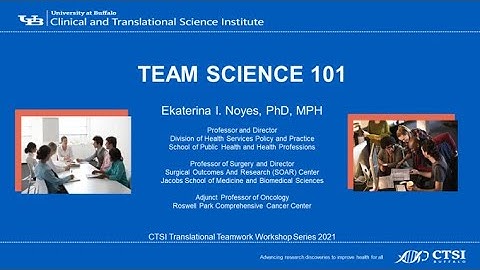 Team Science 101 (Translational Teamwork Series 2021, Workshop #1)