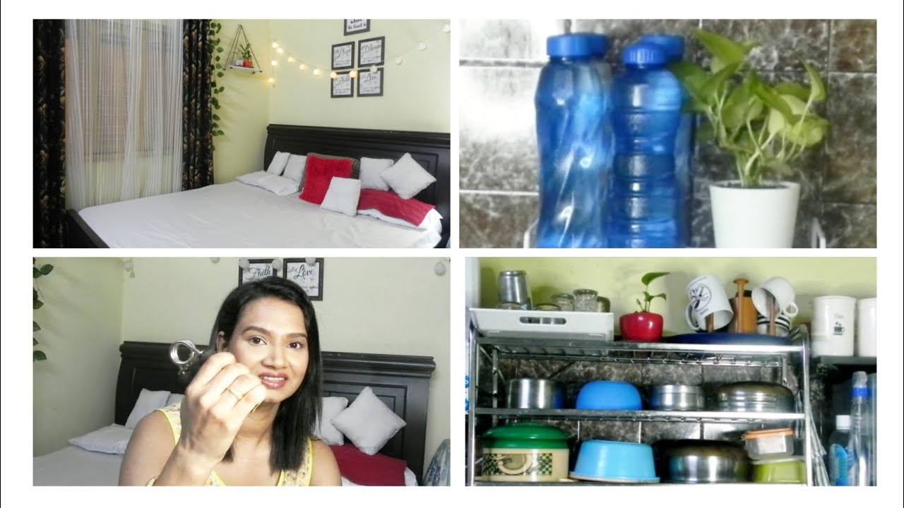 Vlog/Bedroom makeover/Rented 🏠 home decor ideas/Space saving Kitchen