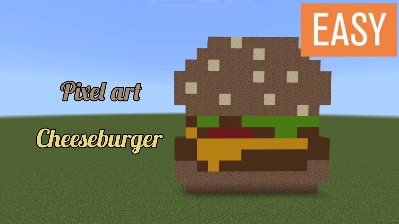 Minecraft: pixel art cheeseburger tutorial - YouTube