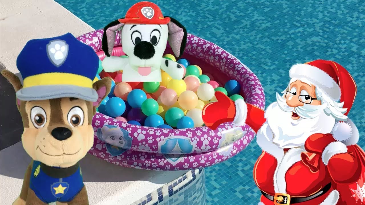 bebesita Paw patrol pool party in Christmas,Santa & Baby toys pups enjoy in balls pool.Full episodes kids