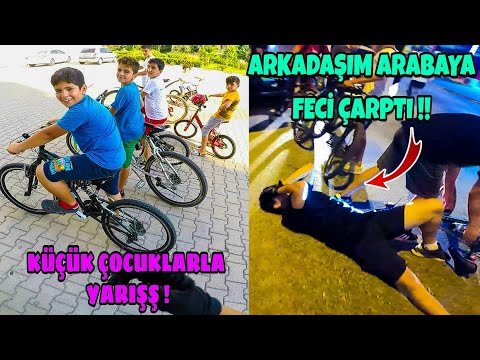 ÖNÜNE BAKMADI ARABAYA FECİ ÇARPTI ! / ÇOCUKLARLA BİSİKLET YARIŞI / SERBEST STİL VLOG