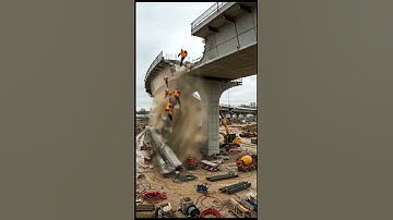 ⚠️ Disaster at a faulty bridge construction site  🏗️💥 #bridgecollapse #constructionfail