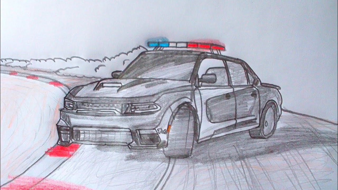 Learn how to draw a Dodge Charger Police Pursuits Drifting - Step by Step Tutorial
