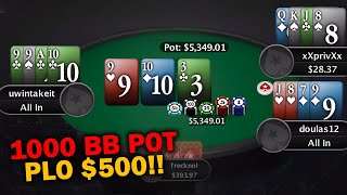 400+ Big Blind Pots Only! Pot Limit Omaha Cash Game Hands