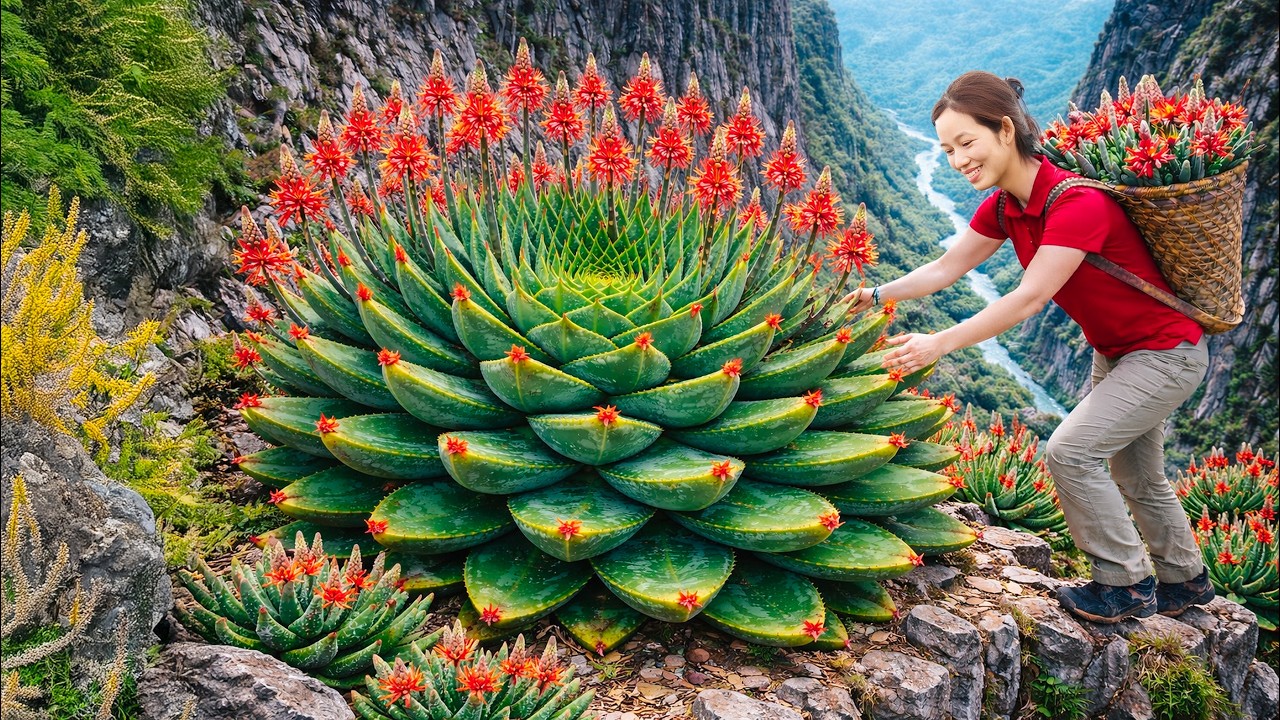 Harvest Wild Forest Aloe on the cliff | Joint-Relief Essence Extracted—Sold Out Fast at Herb Market