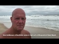 Riding high waves at  misquamicut state beach