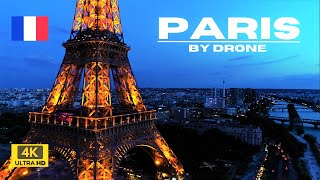 🇫🇷 Paris by Drone 4K. Paris Eiffel Tower at Night. Wonderful !