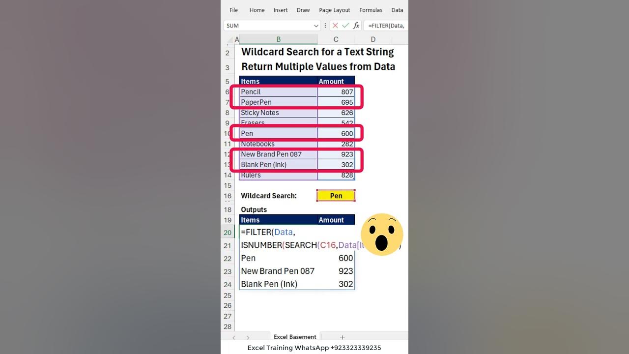 Wildcard search for match text string return multiple values from
