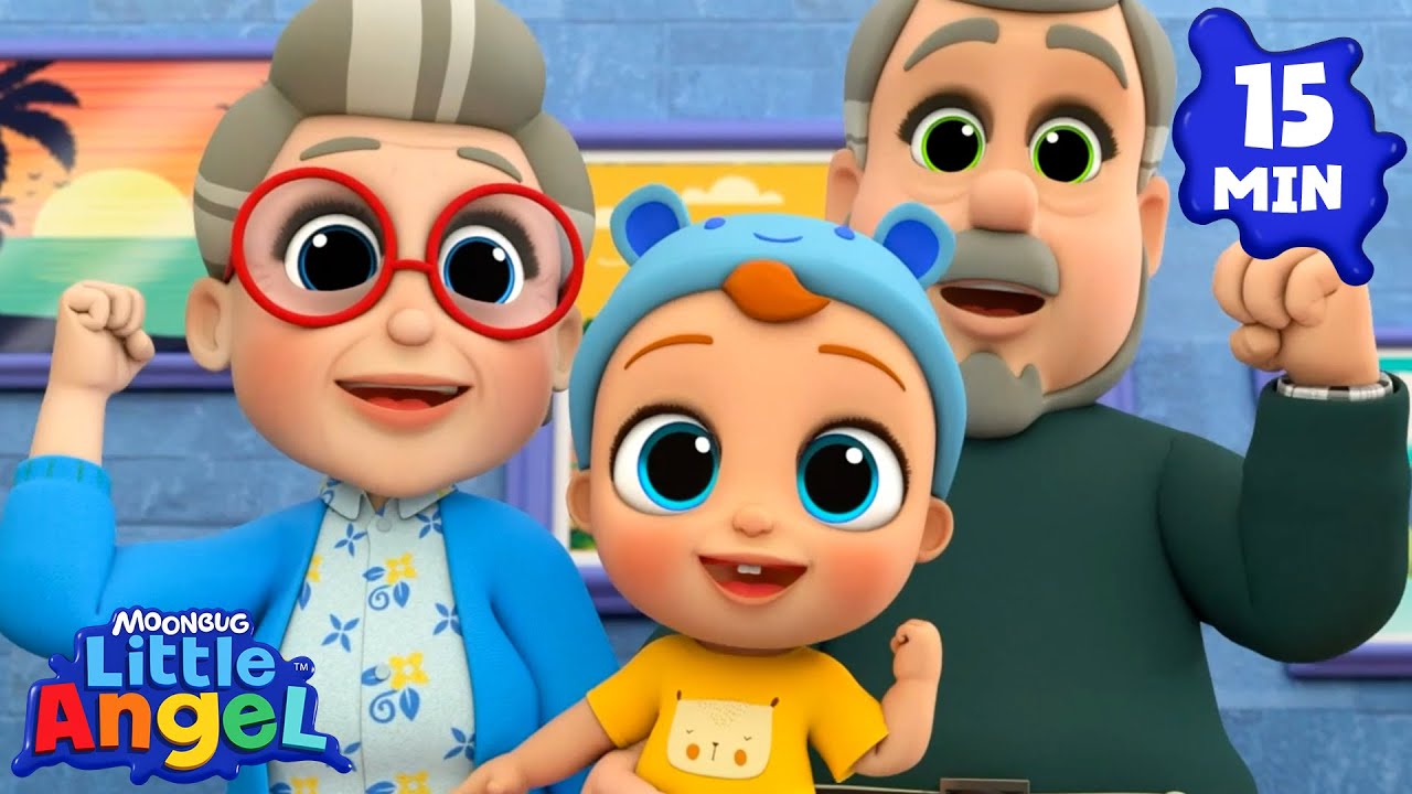 We Love Granny and Grandpa!💓🎶| Little Angel | Super Moms | Nursery Rhymes and kids songs 🌸