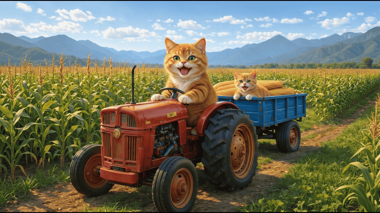 Mama Cat Trims Fur on the Farm and Makes Tiger Hat For Kittens At Home 🐾✂️🏡🐱