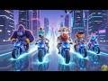Futuristic Cyberpunk City Adventure! Neon 3D Animals on Fun Moto Bikes