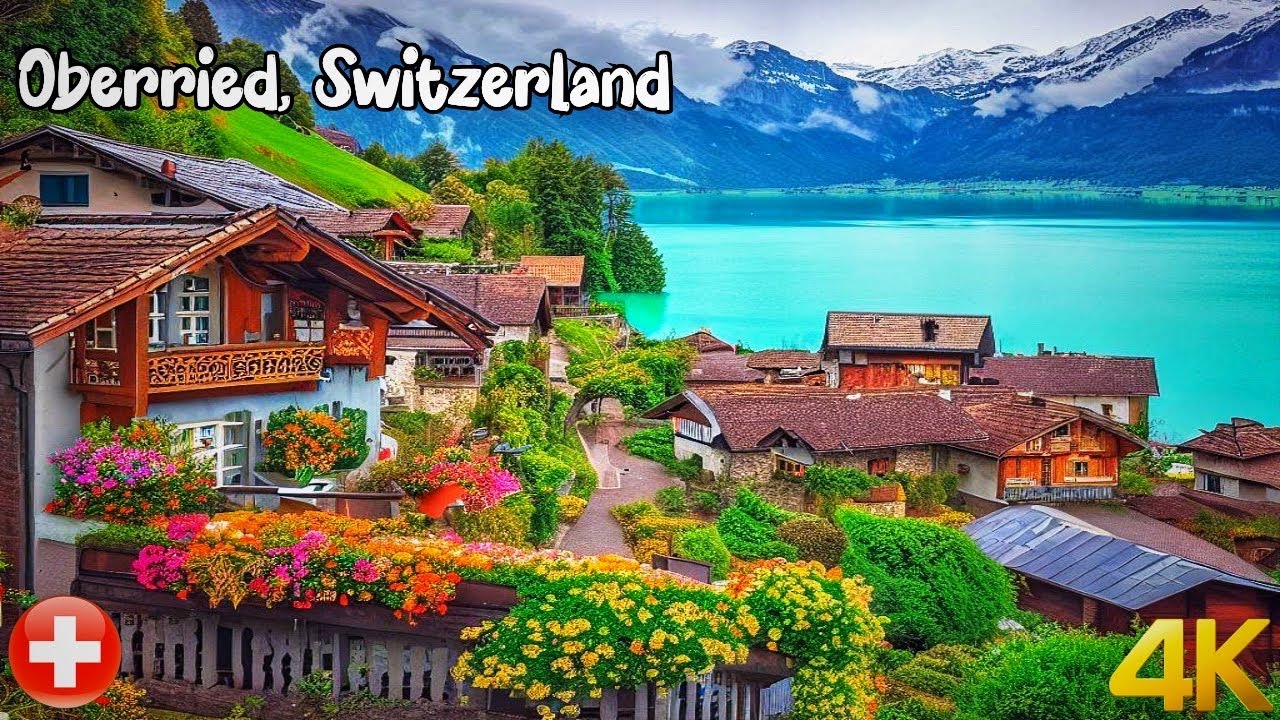 Oberried, Switzerland walk in rain 4K -  The most beautiful Swiss villages - rain ambience