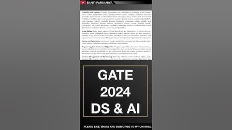 OFFICIAL GATE 2024 DS & AI SYLLABUS |SYLLABUS OF GATE DATA SCIENCE & ARTIFICIAL INTELLIGENCE#shorts
