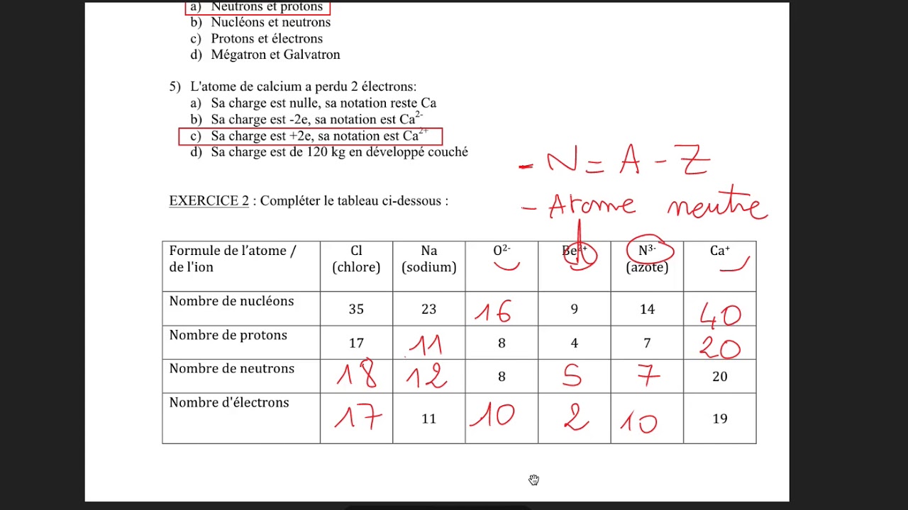 Seconde   Correction devoir Atome