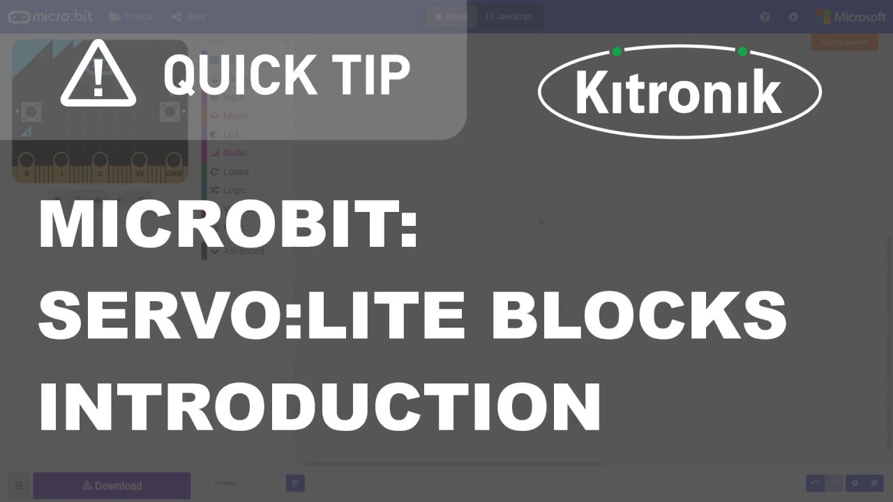 Microbit pxt editor servo lite blocks intro kitronik youtube