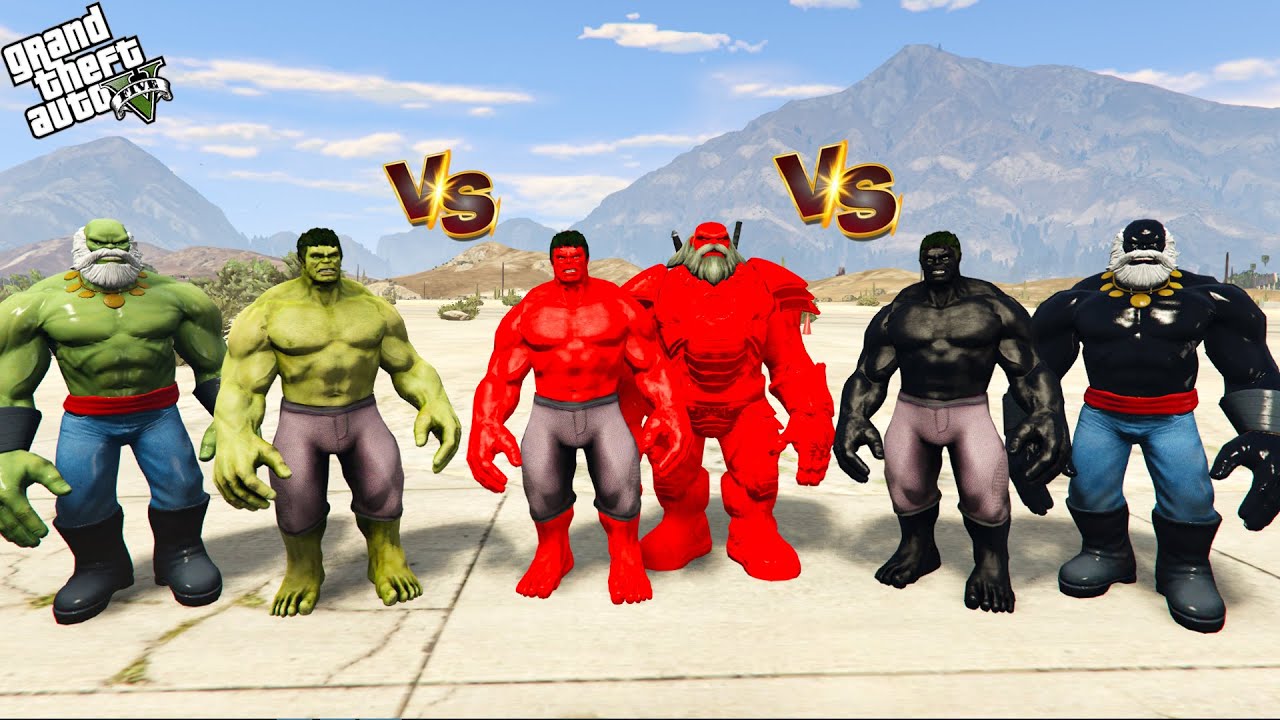 Team Green Hulk Vs Team Red Hulk Vs Team Black Hulk Epic Battle In GTA ...