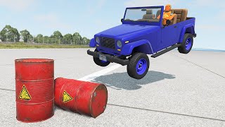 BeamNG Drive ▶️ Explosive barrel vs Dummy