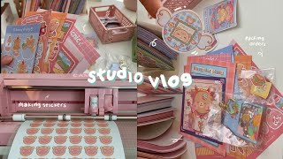 chill studio vlog 🍡 making stickers & packing orders // asmr