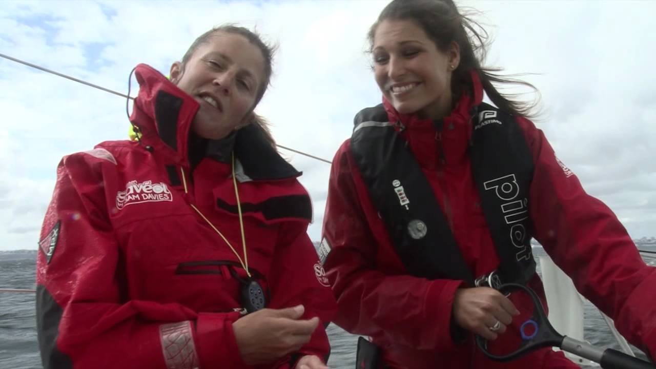 Sam Davies et Laury Thilleman à Brest sur Savéol - Vendée Globe 2012-2013