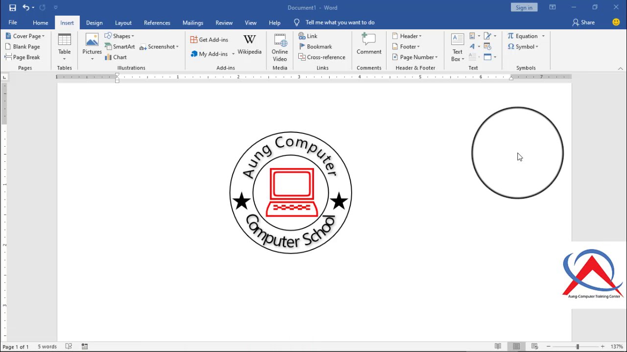 Microsoftword ဖြင့် လိုဂိုဆွဲနည်း