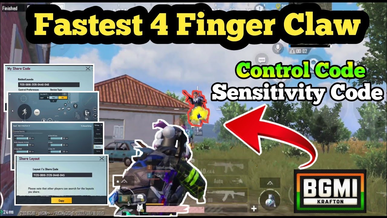 Best 4 finger claw pubg mobile & bgmi with control code & sensitivity ...