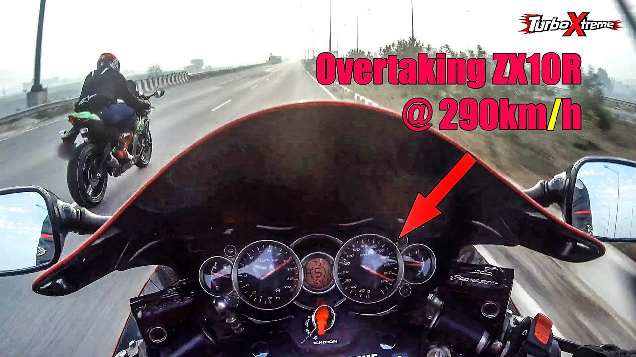 Suzuki Hayabusa vs Kawasaki Ninja ZX10R at 290 Kph on Indian highway INSANITY!