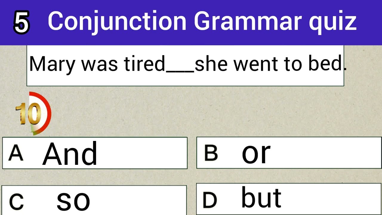 Conjunction English grammar quiz|Conjunction quiz#1 |English quiz with me