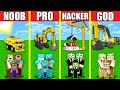 Minecraft Battle: CONSTRUCTION BUILD CHALLENGE - NOOB vs PRO vs HACKER vs GOD / Animation HOUSE BASE