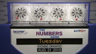 Evening Numbers Game Drawing: Tuesday, August 21, 2018