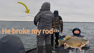 HE BROKE MY $700 ROD!! Mille Lacs Fall Fishing - Raid Ghost Wire was FIRE!