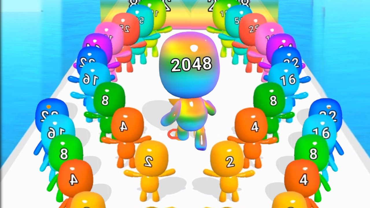 Satisfying Mobile Game / Man Runners 2048 vs push harder - 2048 jelly Gameplay New Level #3