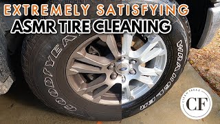 ASMR DIRTY TIRE CLEANING | REAL TIME CAR TIRE CLEAN WITH ME