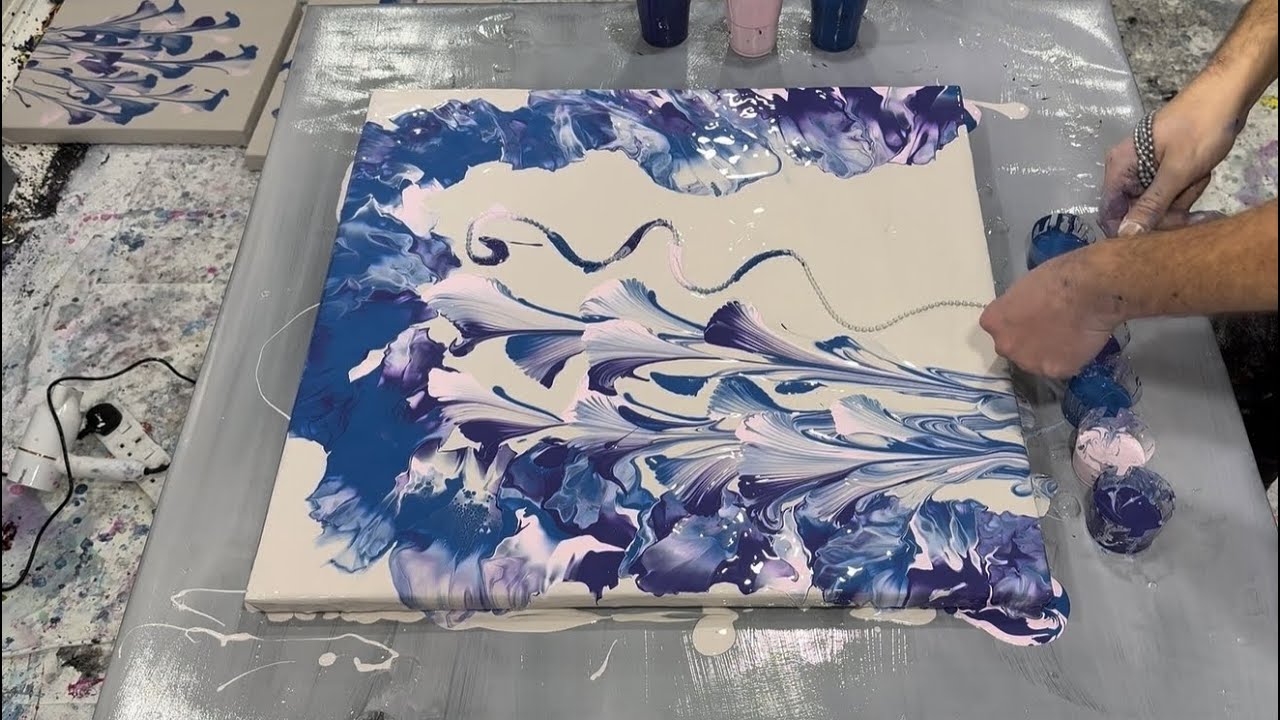 Chain pull acrylic pouring technique using neutral colours # ...