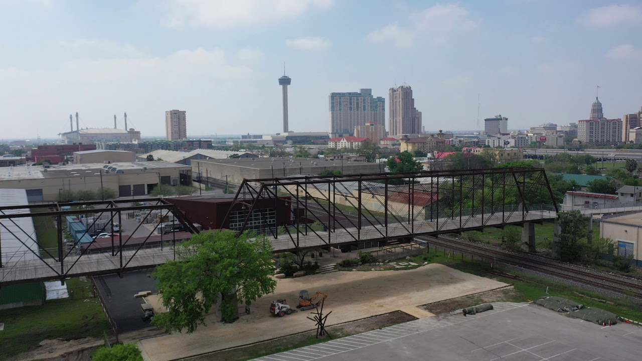 Aerial view of Hays Street Bridge, San Antonio, TX