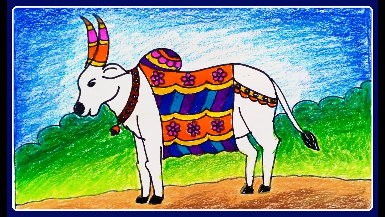 बैलपोळा चित्र | pongal drawing | बैल चित्र ox ...