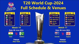 T20 World Cup 2024 - Fixtures: Full list of Matches with Dates and Venues