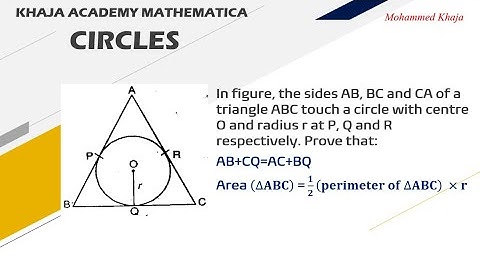 In the fig AB, BC and CA of a triangle ABC touch a circle with centre O and radius r at P, Q and R