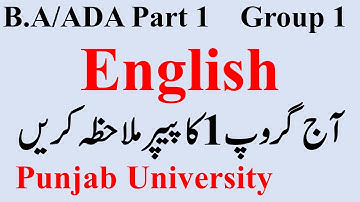 BA ADA Part 1 English Today Group 1 Paper Punjab University 2022 Morning Paper PU Ba Ada English pu