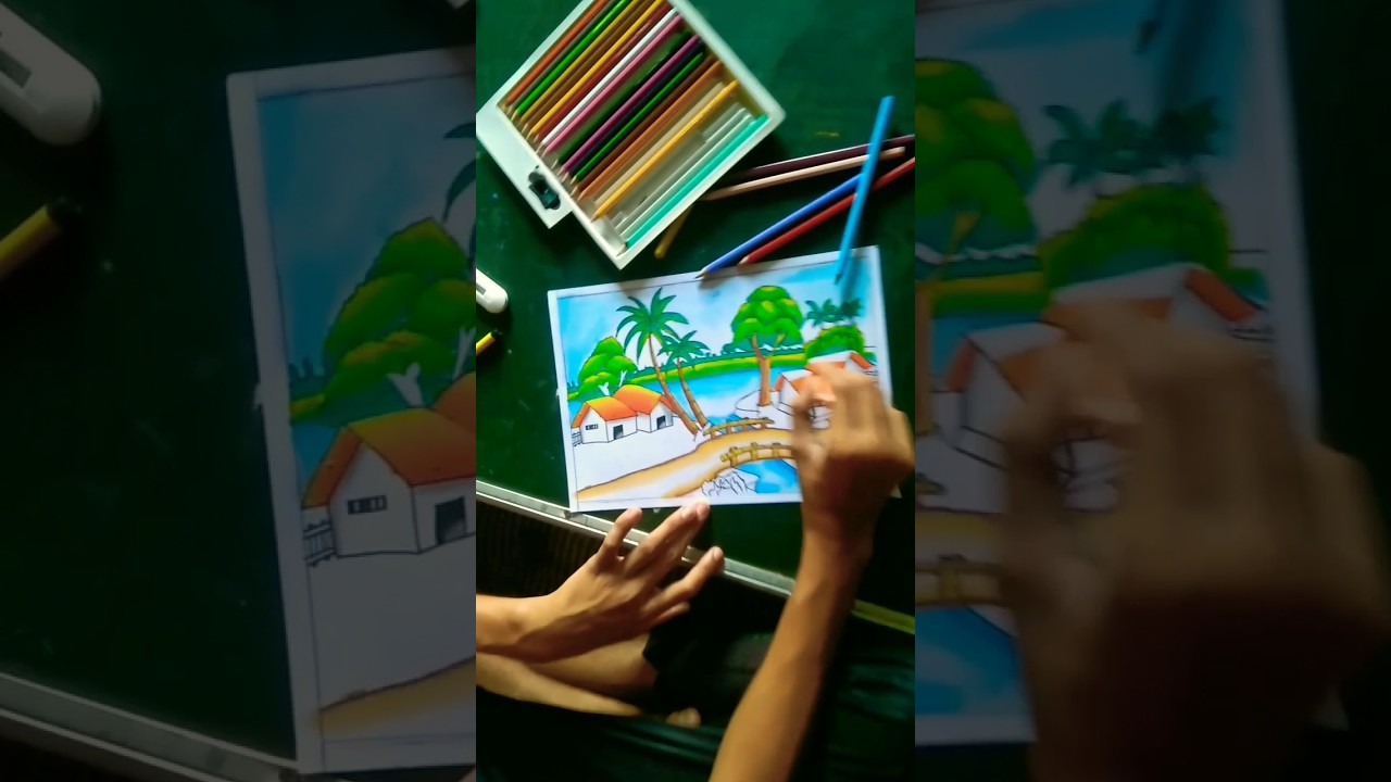 unique scenery drawing/#shorts #viral #ytshorts @Prashantarts172