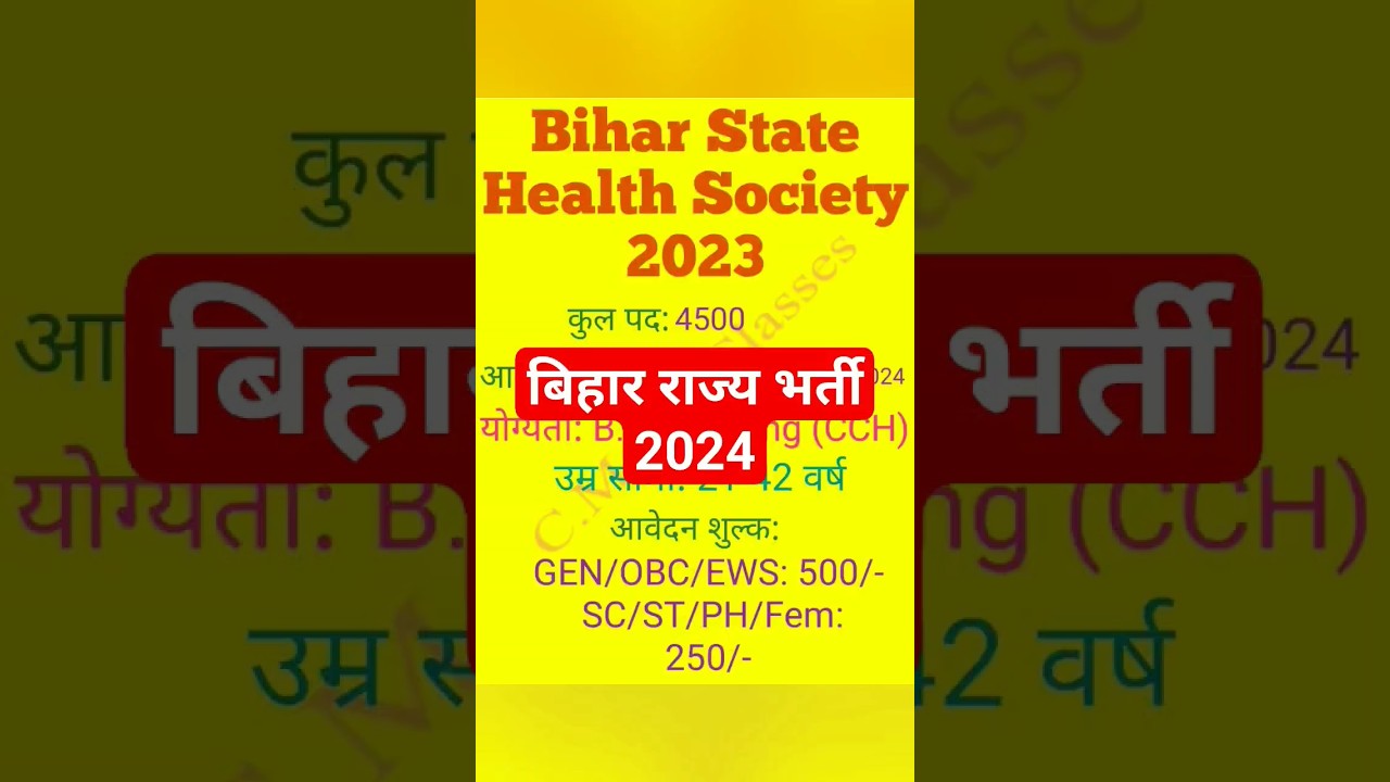Bihar State Health Society CHO recruitment 2024 
