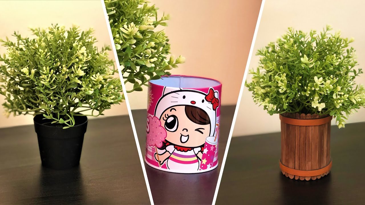 how to remodel a simple plant pot into elegant   كيف تحول وعاء نباتات بسيط لـ وعاء أنيق