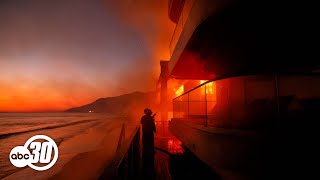 Thumbnail for New wildfires spark in SoCal as 5 dead, thousands of structures destroyed