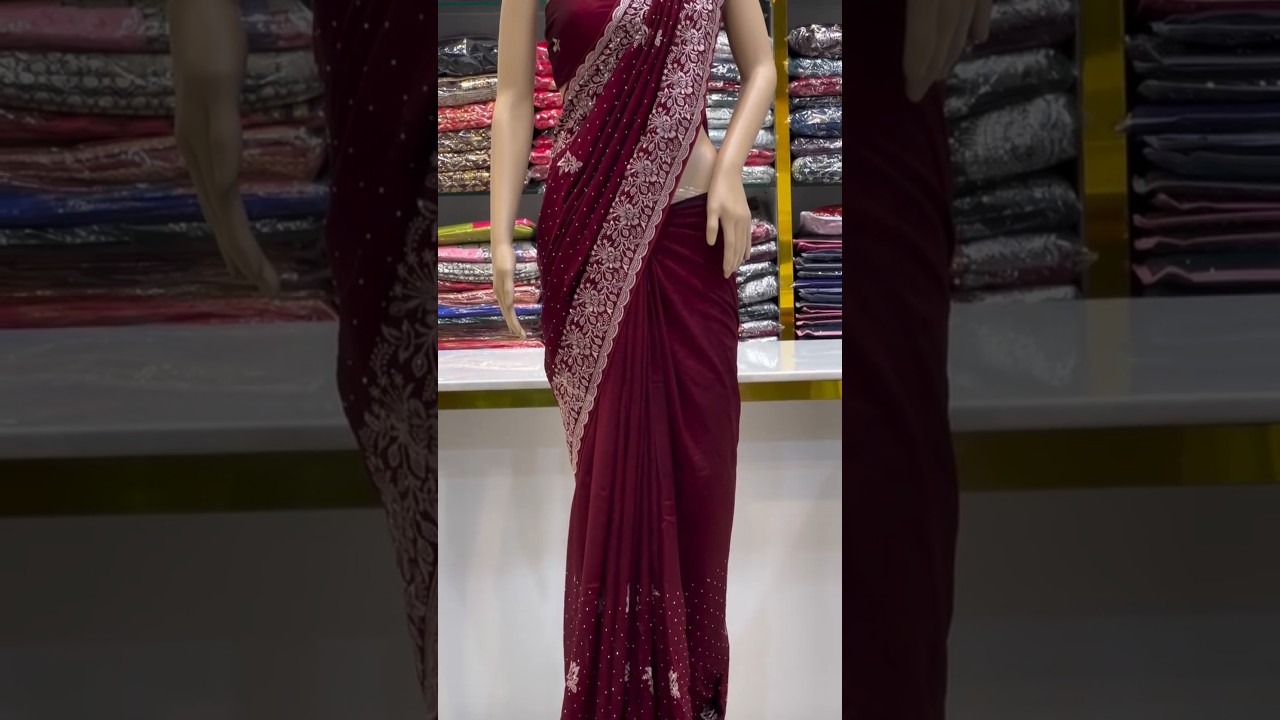 new design diamond work saree 