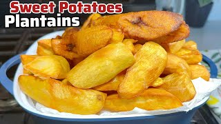 african food recipes/crispy fried potatoes and sweet plantains/yam recipe