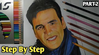 Akshay Kumar colour pencil sketch  ll DOMS 24 colour pencil Drawing tutorial - Akshay Kumar