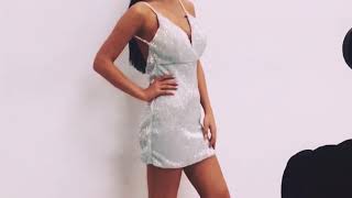 sequin low back mini dress